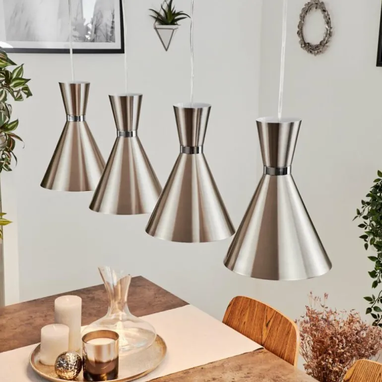 Suspension Vijes Nickel mat, 4 lumières