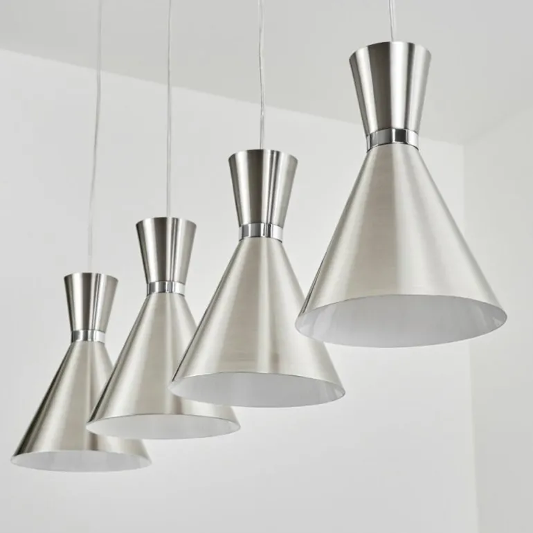 Suspension Vijes Nickel mat, 4 lumières
