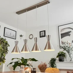 Suspension Vijes Nickel mat, 4 lumières