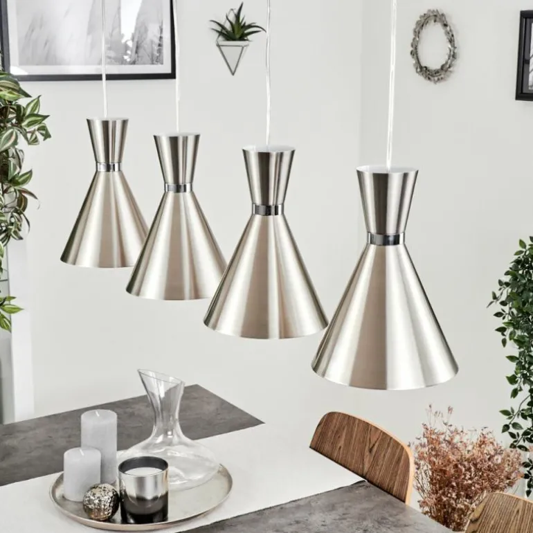 Suspension Vijes Nickel mat, 4 lumières