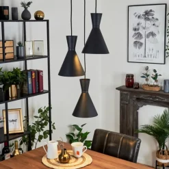 Suspension Vijes Noir, 3 lumières