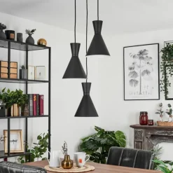 Suspension Vijes Noir, 3 lumières