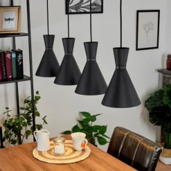 Suspension Vijes Noir, 4 lumières