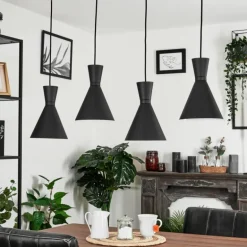 Suspension Vijes Noir, 4 lumières