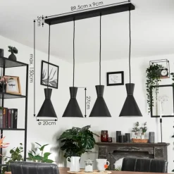 Suspension Vijes Noir, 4 lumières