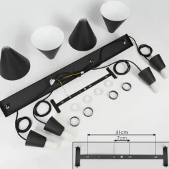 Suspension Vijes Noir, 4 lumières