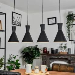 Suspension Vijes Noir, 4 lumières