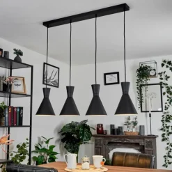 Suspension Vijes Noir, 4 lumières