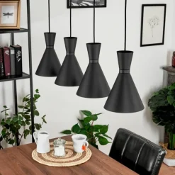 Suspension Vijes Noir, 4 lumières