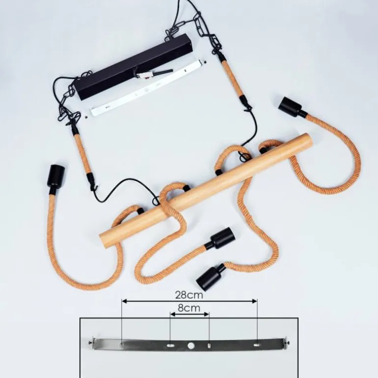 Suspension Vitlanda Brun, Bois clair, Noir, 4 lumières