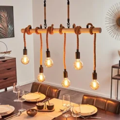 Suspension Vitlanda Brun, Bois clair, Noir, 6 lumières