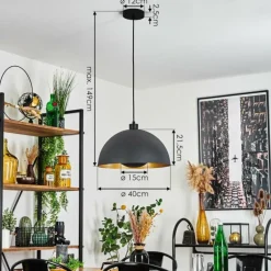 Suspension Vivian Noir, 1 lumière