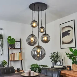 Suspension Voluntad Noir, 5 lumières