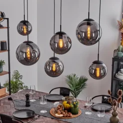 Suspension Voluntad Noir, 6 lumières