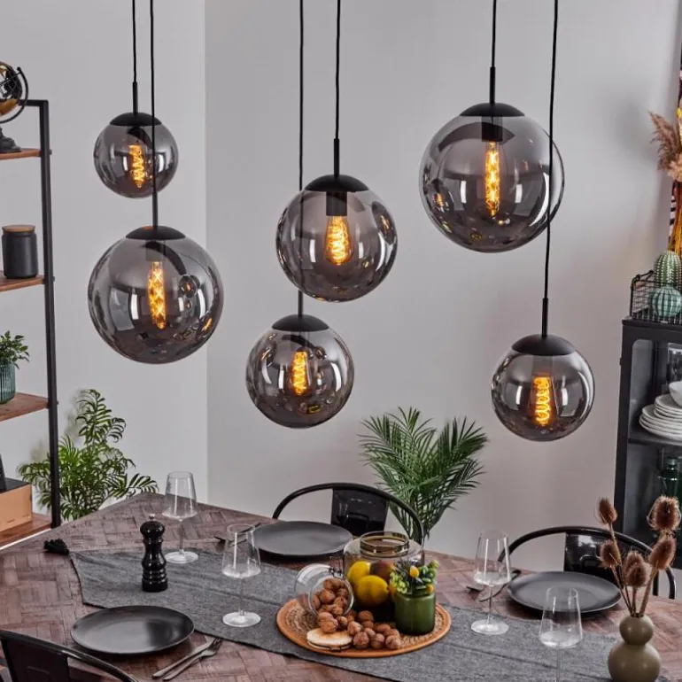 Suspension Voluntad Noir, 6 lumières