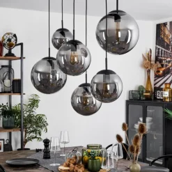 Suspension Voluntad Noir, 6 lumières