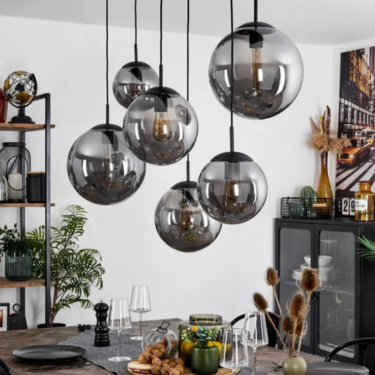 Suspension Voluntad Noir, 6 lumières