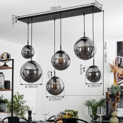 Suspension Voluntad Noir, 6 lumières