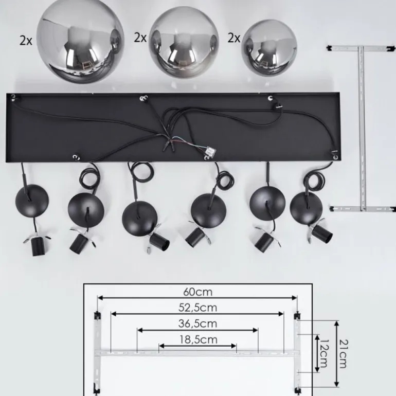 Suspension Voluntad Noir, 6 lumières