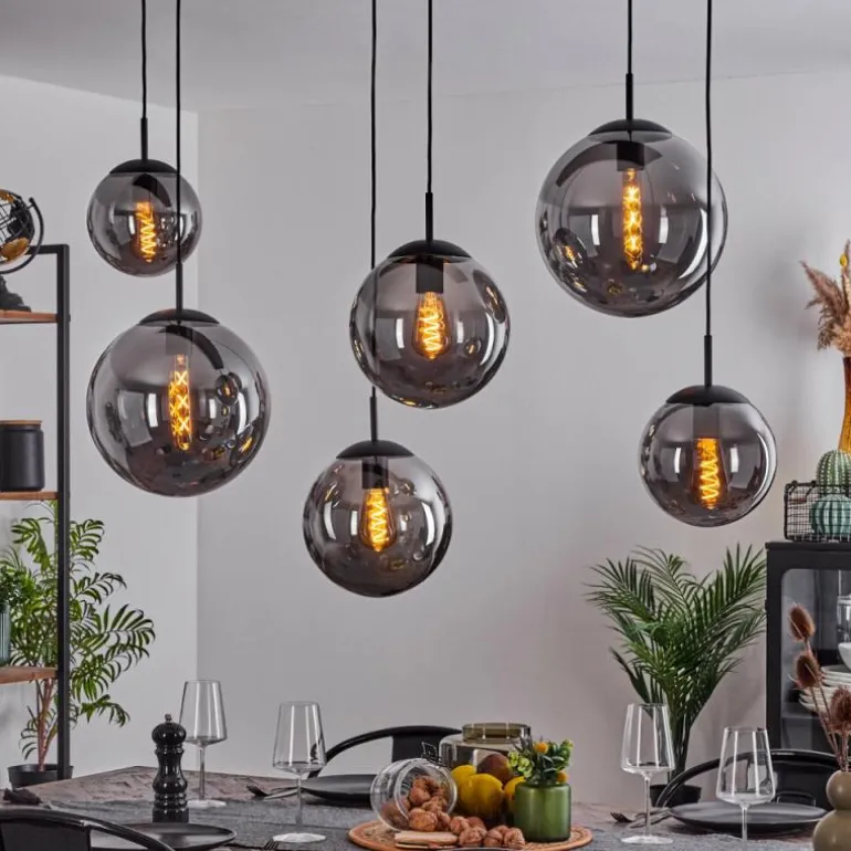 Suspension Voluntad Noir, 6 lumières