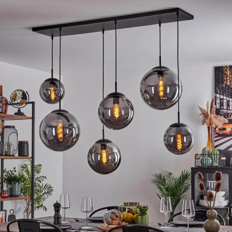 Suspension Voluntad Noir, 6 lumières