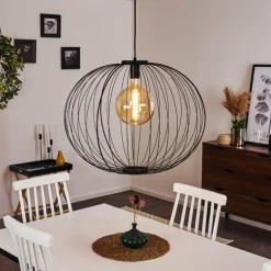 Suspension Wharua Noir, 1 lumière