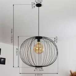 Suspension Wharua Noir, 1 lumière