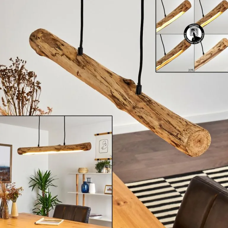 Suspension Winterthur LED Bois clair, Noir, 1 lumière