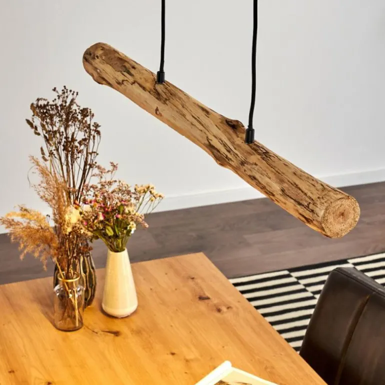 Suspension Winterthur LED Bois clair, Noir, 1 lumière