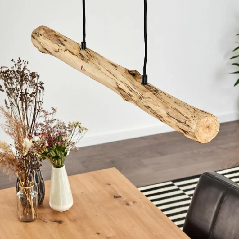 Suspension Winterthur LED Bois clair, Noir, 1 lumière