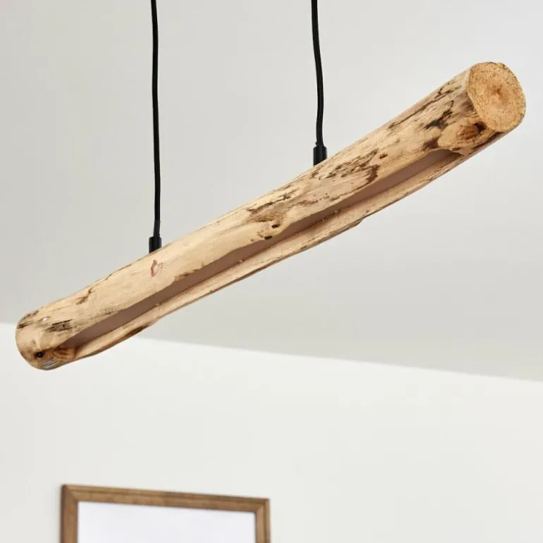 Suspension Winterthur LED Bois clair, Noir, 1 lumière