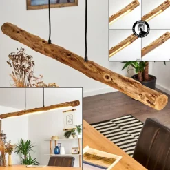 Suspension Winterthur LED Bois clair, Noir, 1 lumière