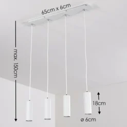 Suspension Zuoz Blanc, 4 lumières