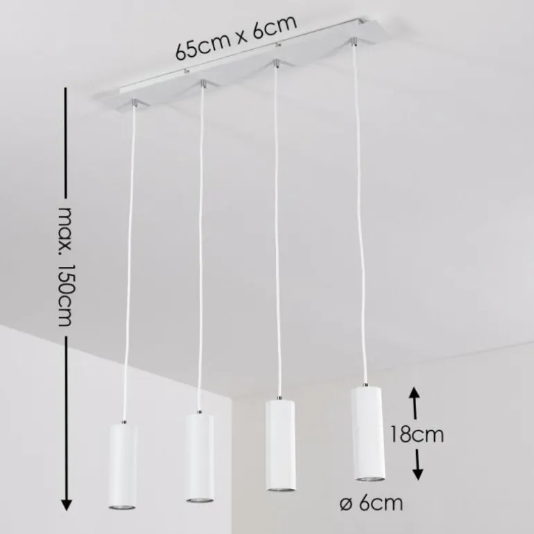 Suspension Zuoz Blanc, 4 lumières