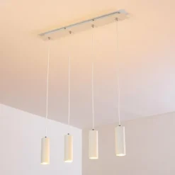Suspension Zuoz Blanc, 4 lumières