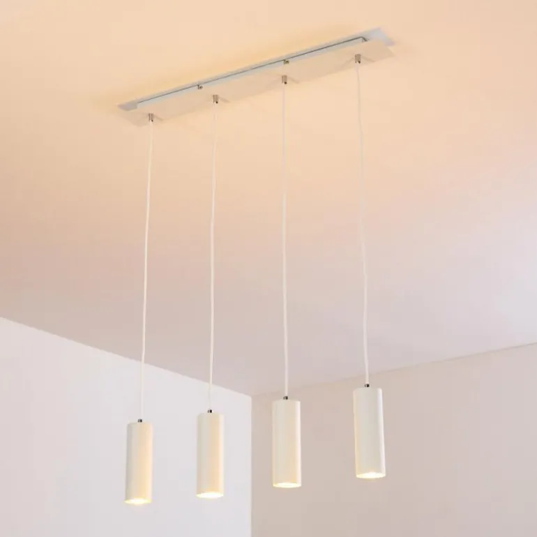 Suspension Zuoz Blanc, 4 lumières