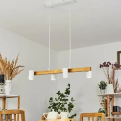 Suspension Zuoz Écru, Blanc, 4 lumières