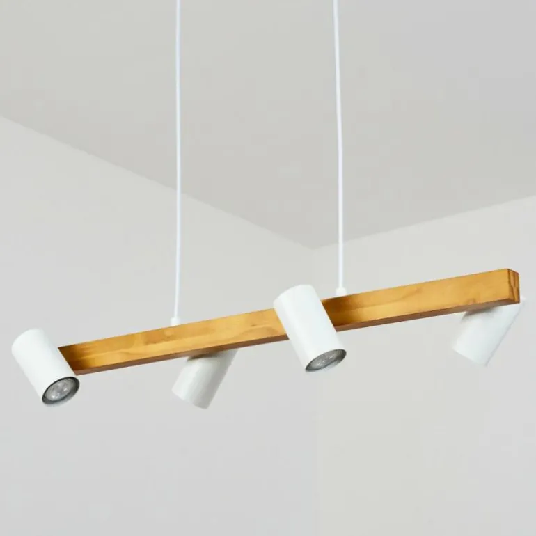 Suspension Zuoz Écru, Blanc, 4 lumières
