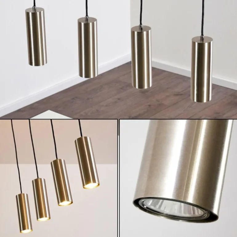 Suspension Zuoz Nickel mat, 4 lumières