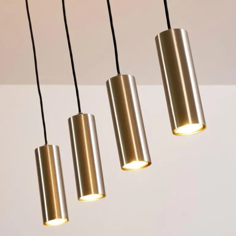 Suspension Zuoz Nickel mat, 4 lumières
