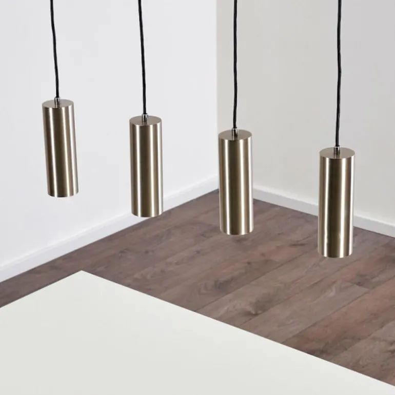 Suspension Zuoz Nickel mat, 4 lumières