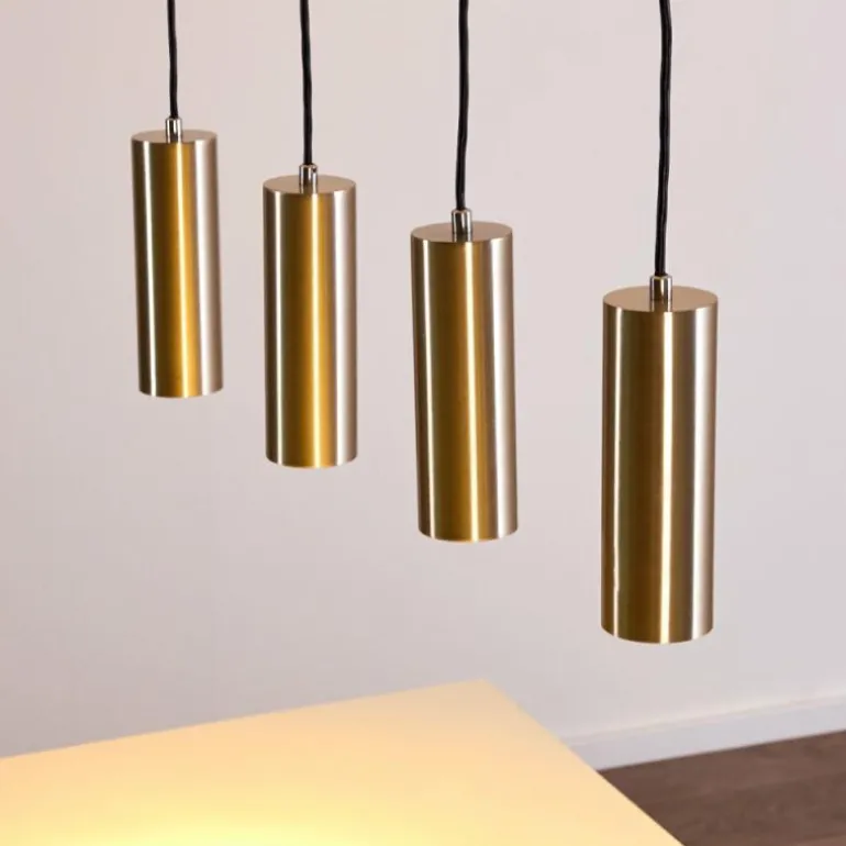 Suspension Zuoz Nickel mat, 4 lumières