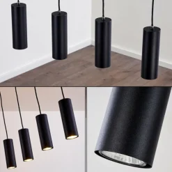 Suspension Zuoz Noir, 4 lumières