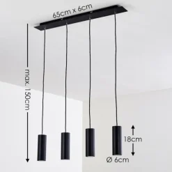 Suspension Zuoz Noir, 4 lumières