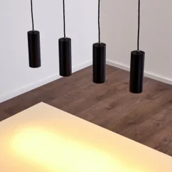 Suspension Zuoz Noir, 4 lumières