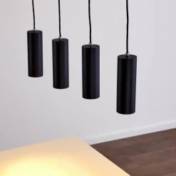 Suspension Zuoz Noir, 4 lumières
