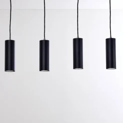 Suspension Zuoz Noir, 4 lumières