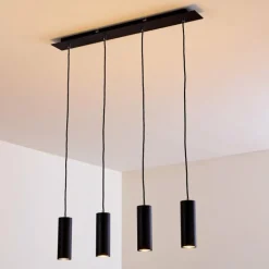 Suspension Zuoz Noir, 4 lumières