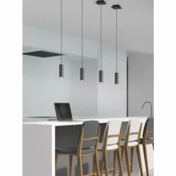 Suspension Zuoz Noir, 4 lumières