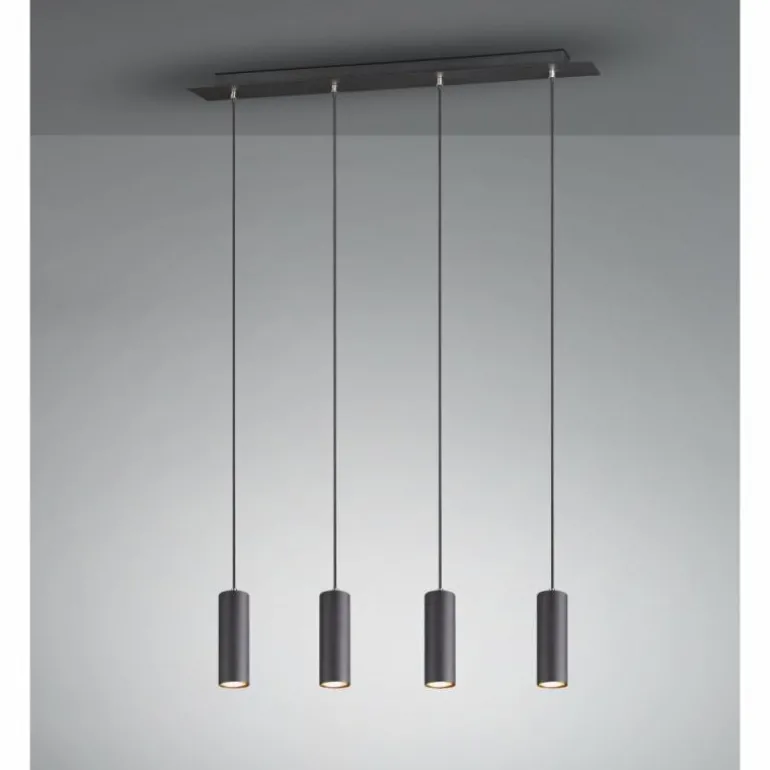 Suspension Zuoz Noir, 4 lumières